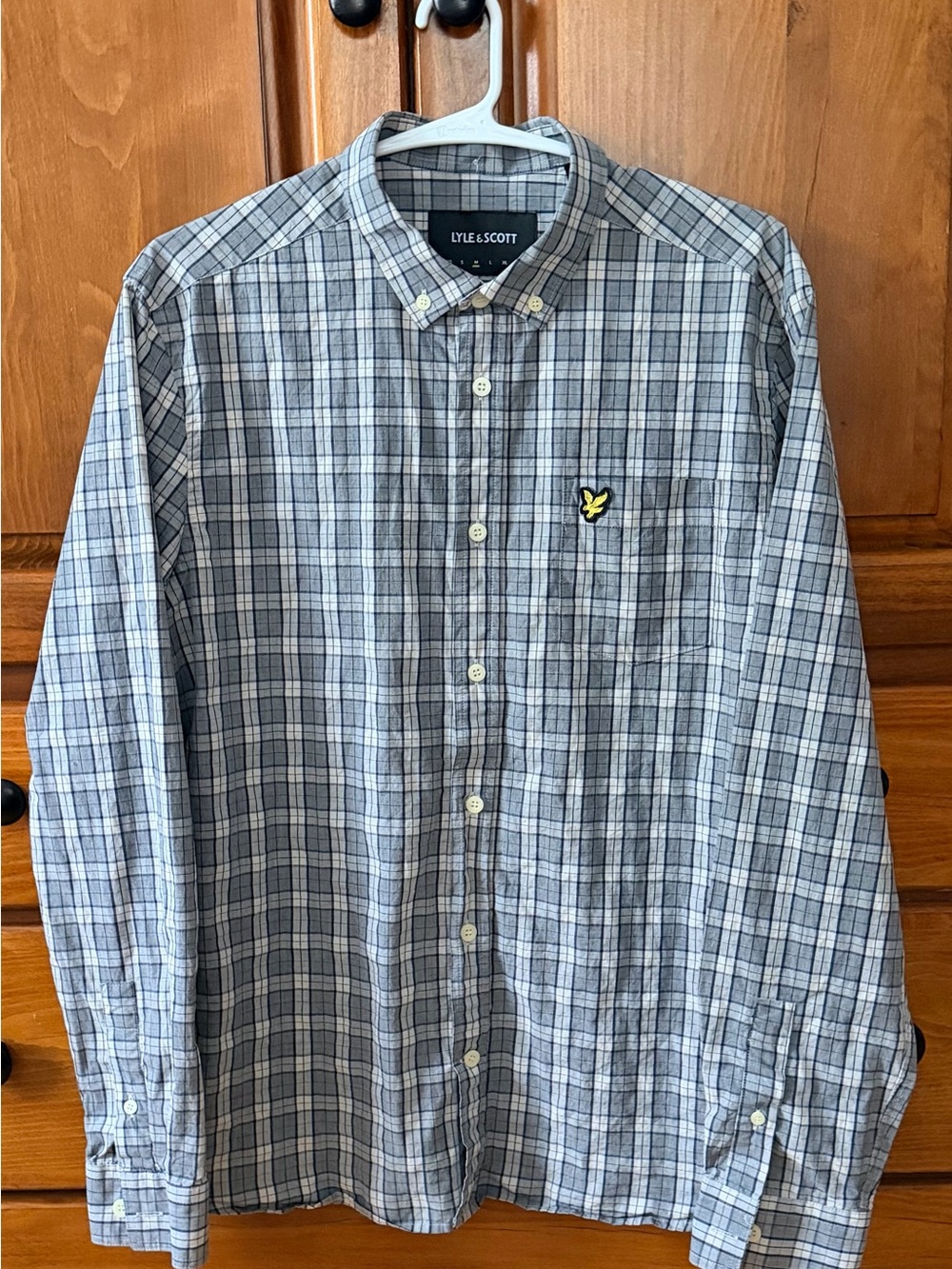 Lyle & Scott Gray and Blue Plaid Button-Down Shirt